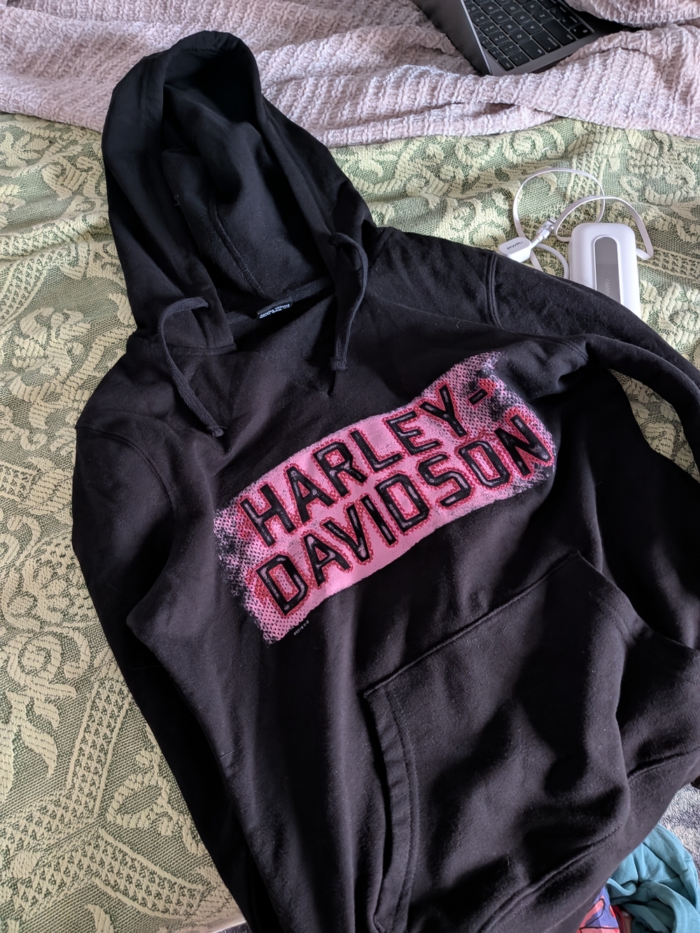 Harley-Davidson Women's Black Hoodie with Pink Logo